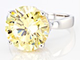 Yellow And White Cubic Zirconia Rhodium Over Sterling Silver Ring 15.10ctw