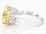 Yellow And White Cubic Zirconia Rhodium Over Sterling Silver Ring 15.10ctw