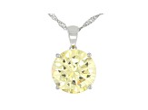 Yellow And White Cubic Zirconia Rhodium Over Sterling Silver Pendant With Chain 15.10ctw