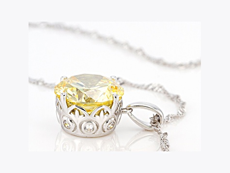 Yellow And White Cubic Zirconia Rhodium Over Sterling Silver Pendant With Chain 15.10ctw