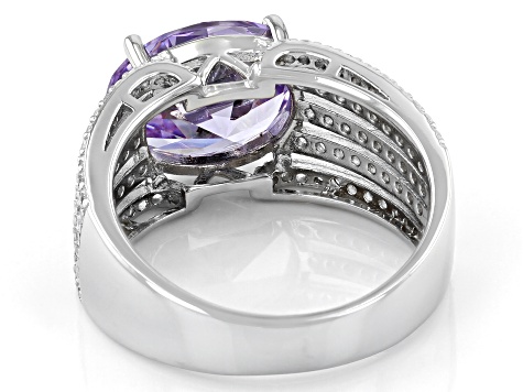 Purple And White Cubic Zirconia Platinum Over Sterling Silver Ring 9.78ctw