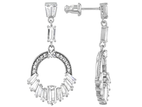 White Cubic Zirconia Rhodium Over Sterling Silver Earrings 5.02ctw