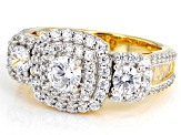 White Cubic Zirconia 18K Yellow Gold Over Sterling Silver Ring 3.56ctw