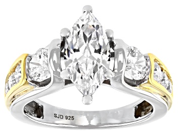 Picture of White Cubic Zirconia Rhodium And 18K Yellow Gold Over Sterling Silver Ring 4.55ctw