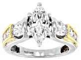 White Cubic Zirconia Rhodium And 18K Yellow Gold Over Sterling Silver Ring 4.55ctw