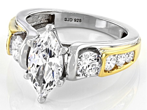 White Cubic Zirconia Rhodium And 18K Yellow Gold Over Sterling