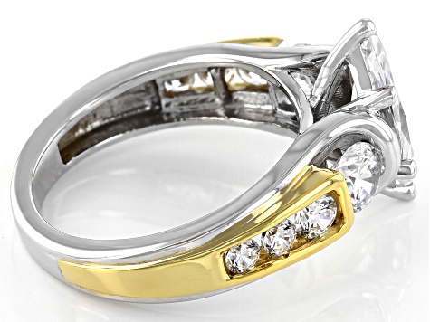 White Cubic Zirconia Rhodium And 18K Yellow Gold Over