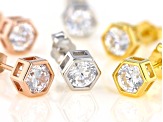 White Cubic Zirconia Rhodium And 18K Yellow And Rose Gold Over Sterling Silver Earrings 4.74ctw