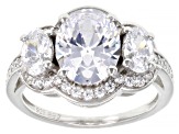 White Cubic Zirconia Platinum Over Sterling Silver Ring 6.00ctw