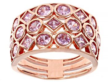 Picture of Pink Cubic Zirconia 18K Rose Gold Over Sterling Silver Ring 3.86ctw