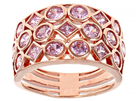 Pink Cubic Zirconia 18K Rose Gold Over Sterling Silver Ring 3.86ctw