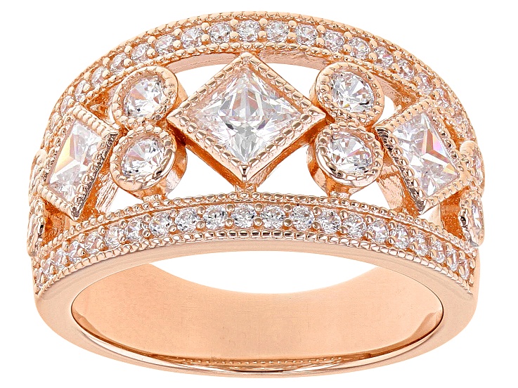 White Cubic Zirconia 18K Rose Gold Over Sterling Silver Ring 2.49ctw