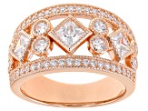 White Cubic Zirconia 18K Rose Gold Over Sterling Silver Ring 2.49ctw