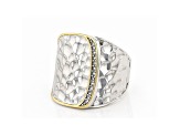 White Cubic Zirconia Rhodium And 14k Yellow Gold Over Sterling Silver Ring 0.16ctw