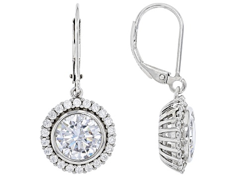 White Cubic Zirconia Rhodium Over Sterling Silver Earrings 8.01ctw