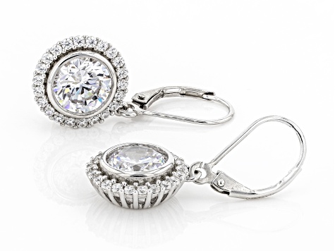 White Cubic Zirconia Rhodium Over Sterling Silver Earrings 8.01ctw