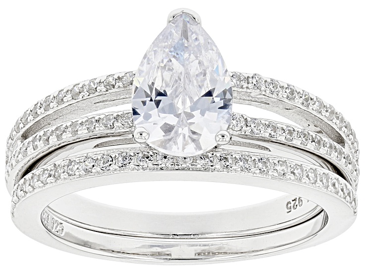 White Cubic Zirconia Rhodium Over Sterling Silver Ring With