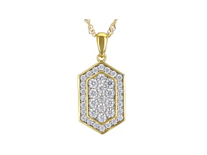 White Cubic Zirconia 18K Yellow Gold And Rhodium Over Sterling Silver Pendant With Chain 1.83ctw