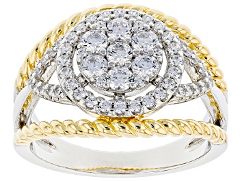 Picture of White Cubic Zirconia Rhodium Over Sterling And 18k Yellow Gold Over Sterling Ring 1.46ctw