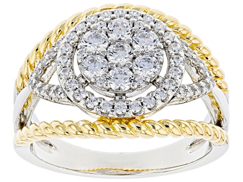 White Cubic Zirconia Rhodium Over Sterling And 18k Yellow Gold Over Sterling Ring 1.46ctw