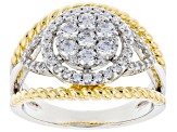 White Cubic Zirconia Rhodium Over Sterling And 18k Yellow Gold Over Sterling Ring 1.46ctw