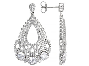 White Cubic Zirconia Rhodium Over Sterling Silver Earrings 7.18ctw