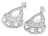 White Cubic Zirconia Rhodium Over Sterling Silver Earrings 7.18ctw