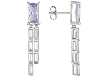 Picture of Lavender And White Cubic Zirconia Rhodium Over Sterling Earrings 8.85ctw