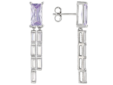 Lavender And White Cubic Zirconia Rhodium Over Sterling Earrings 8.85ctw