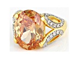 Champagne And White Cubic Zirconia 18k Yellow Gold Over Sterling Silver Ring 16.45ctw