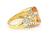 Champagne And White Cubic Zirconia 18k Yellow Gold Over Sterling Silver Ring 16.45ctw