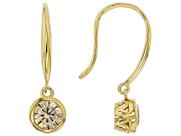 Picture of Champagne Cubic Zirconia 18k Yellow Gold Over Sterling Silver Earrings 1.70ctw (0.92ctw DEW)