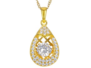 Cubic Zirconia 18k Yellow Gold Over Sterling Silver Pendant With Chain 1.86ctw