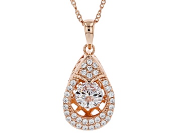 Picture of Cubic Zirconia 18k Rose Gold Over Silver Pendant With Chain 1.86ctw