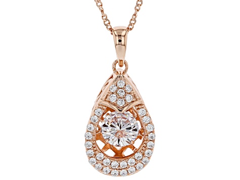 Cubic Zirconia 18k Rose Gold Over Silver Pendant With Chain 1.86ctw