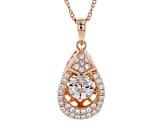 Cubic Zirconia 18k Rose Gold Over Silver Pendant With Chain 1.86ctw