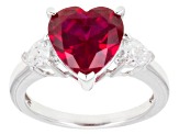 Lab Created Ruby And White Cubic Zirconia Rhodium Over Silver Ring 4.99ctw