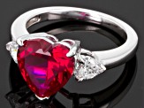 Lab Created Ruby And White Cubic Zirconia Rhodium Over Silver Ring 4.99ctw