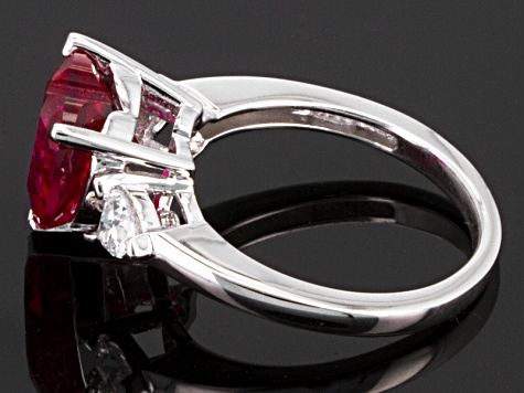 Lab Created Ruby And White Cubic Zirconia Rhodium Over Silver Ring 4.99ctw