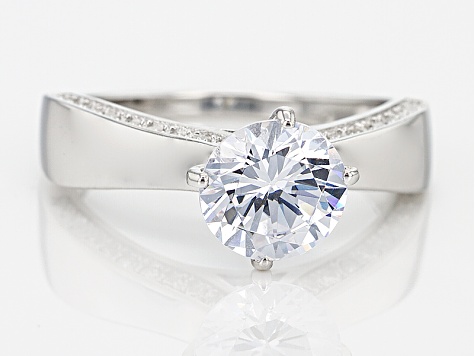 Cubic Zirconia Rhodium Over Sterling Silver Ring 1.83ctw
