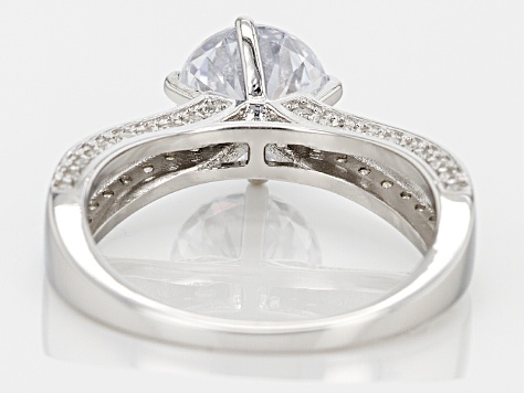 Cubic Zirconia Rhodium Over Sterling Silver Ring 1.83ctw