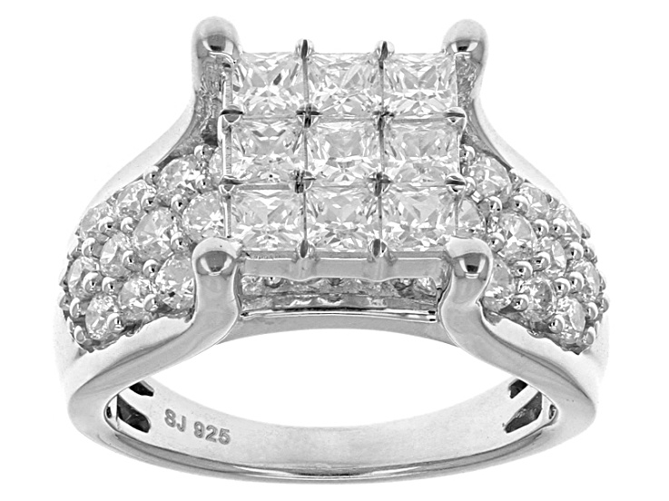 White Cubic Zirconia Rhodium Over Sterling Silver Ring 4.45ctw