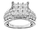 White Cubic Zirconia Rhodium Over Sterling Silver Ring 4.45ctw