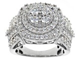 Cubic Zirconia Rhodium Over Sterling Silver Ring 3.80ctw (1.53ctw DEW)