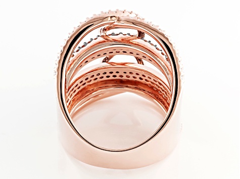 Brown And White Cubic Zirconia 18k Rose Gold Over Silver Ring 3.18ctw (1.56ctw DEW)
