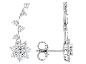 White Cubic Zirconia Rhodium Over Sterling Silver Climber Earrings 2.71ctw