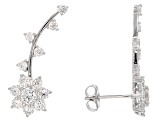 White Cubic Zirconia Rhodium Over Sterling Silver Climber Earrings 2.71ctw