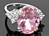 Pink And White Cubic Zirconia Rhodium Over Sterling Silver Ring 16.13ctw (9.98ctw DEW)