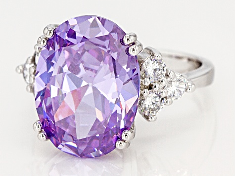 Purple And White Cubic Zirconia Rhodium Over Sterling Silver Ring 16 ...