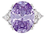 Purple And White Cubic Zirconia Rhodium Over Sterling Silver Ring 16.13ctw (9.98ctw DEW)